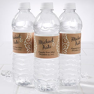 Rustic Chic Wedding Personalized Water Bottle Labels