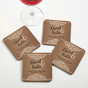 Rustic Chic Wedding Personalized Coaster Favors