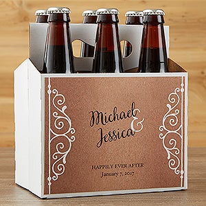Rustic Chic Wedding  Personalized Beer Bottle Carrier