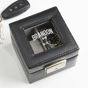 Great Groomsman Engraved Leather 2 Slot Watch Box