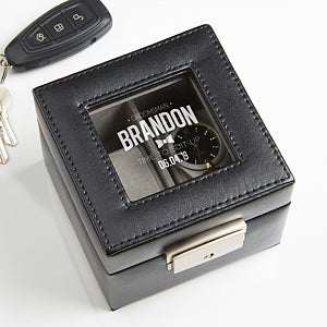 Engraved Leather 2-Slot Watch Box - Groomsman