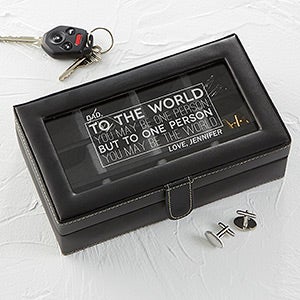 Leather 12-Slot Engraved Accessory Box - You're My World