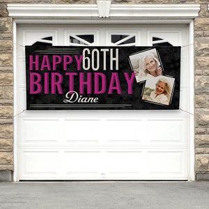 Personalized Birthday Photo Banner - Vintage Age Birthday - 16869