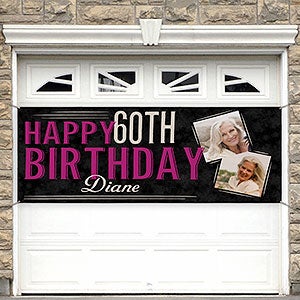 Vintage Age Birthday Personalized Photo Banner - 45x108