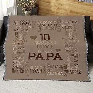 Personalized Father's Day Woven Throw Blanket - Daddy's Reasons Why - 56x60