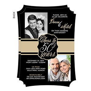 Cheers To Then & Now Personalized Anniversary Party Invitations