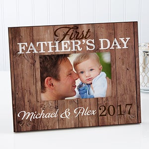 First Father's Day Personalized Rustic Picture Frame