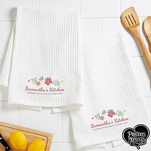 Precious Moments® Floral Personalized Waffle Weave Kitchen Towels - Set of 2