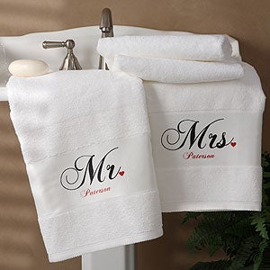 Mr. and Mrs. Collection Personalized Bath Towel Set of 2