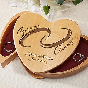 Forever and Always Engraved Wedding Ring Bearer Box