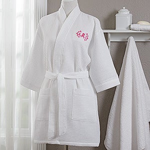 Embroidered White Kimono Robe- Monogram