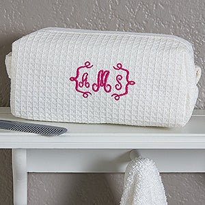 Embroidered White Make-up Bag- Monogram