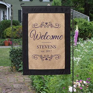 Welcome Personalized Burlap Garden Flag