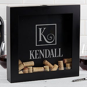 Square Monogram Personalized Wine Cork Shadow Box