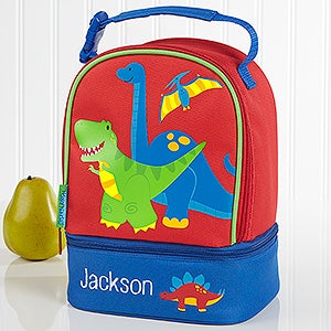 Embroidered Kids Dinosaur Lunch Bag By Stephen Joseph - Red Dino