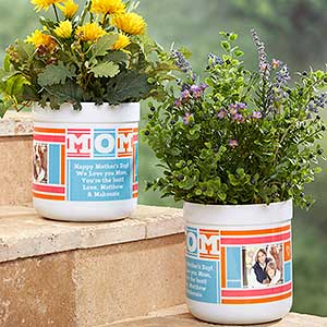 MOM Photo Collage Personalized Outdoor Flower Pot