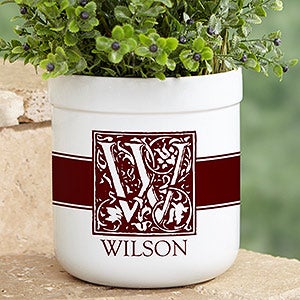 Floral Monogram Personalized Outdoor Flower Pot