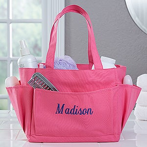 Pink Perfection Embroidered Shower Caddy- Name