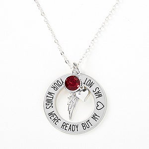 Personalized Memorial Birthstone Necklace - Your Wings Were Ready