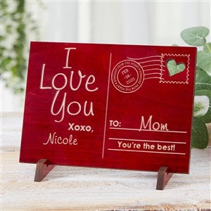 Sending Love To Mom Personalized Red Wood Postcard