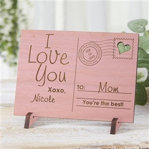 Sending Love To Mom Personalized Pink Stain Wood Postcard
