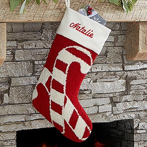 Candy Cane Personalized Hooked Stocking