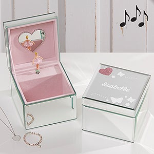 Butterfly Kisses Personalized Mirrored Ballerina Musical Jewelry Box