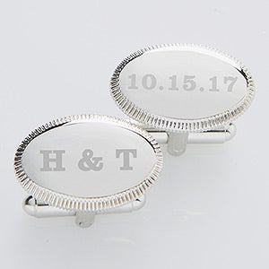 Wedding Date Engraved Silver Cuff Links