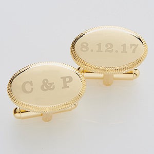 Wedding Date Engraved Gold Cuff Links