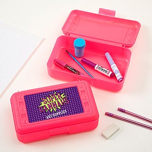 Super Hero Personalized Pencil Box - Pink