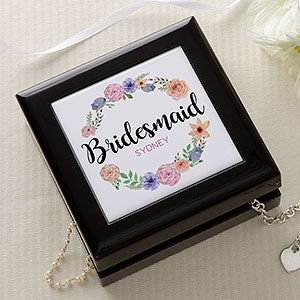Floral Wreath Personalized Bridal Jewelry Box