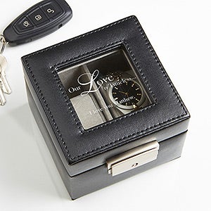 Personalized Leather 2 Slot Watch Box - A Time For Love