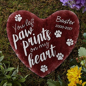 Paw Prints On My Heart Personalized Pet Memorial Stone