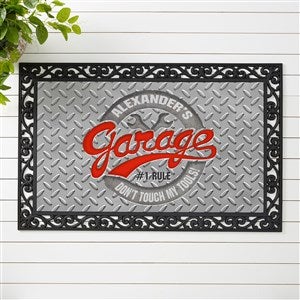 His Garage Rules Personalized Doormat- 20x35