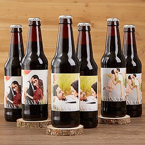 Thank You Wedding Photo Personalized Beer Bottle Labels- Set of 6