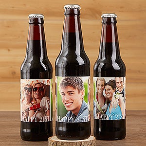 Happy Birthday Photo Personalized Beer Bottle Labels- Set of 6