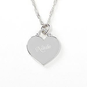 Her Loving Heart Engraved Name Necklace