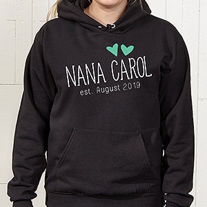 Personalized Grandma Apparel - Grandma Established - Black Hooded Sweatshirt - Adult Large - Black