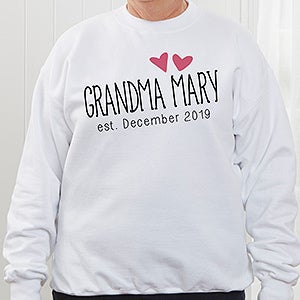Personalized Grandma Apparel - Grandma Established - White Sweatshirt - Adult Large - White
