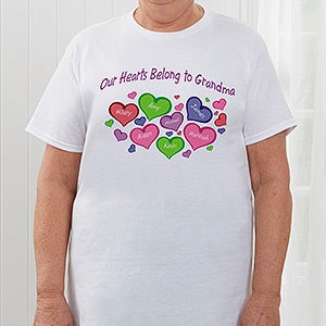 Personalized Grandparent Apparel - My Heart Belongs To - Hanes T-Shirt - Adult X-Large - Navy