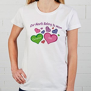 Personalized Grandparent Apparel - My Heart Belongs To - Ladies Fitted Tee - Ladies Large - Black