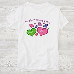 Personalized Grandparent Apparel - My Heart Belongs To - Ladies Fitted Tee