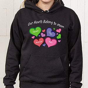 Personalized Grandparent Apparel - My Heart Belongs To - Black Hooded Sweatshirt - Adult Medium - Black