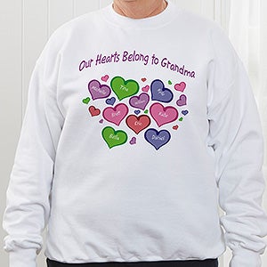 Personalized Grandparent Apparel - My Heart Belongs To - White Sweatshirt - Adult XX-Large - White