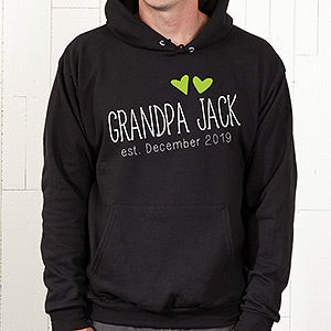 Personalized Apparel For Him - Grandpa Established - Hanes Hooded Sweatshirt - Adult Small - Black