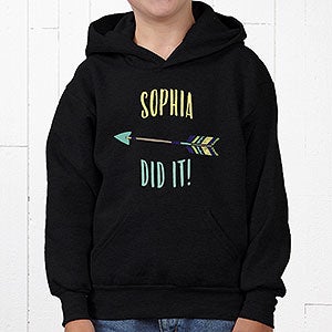 Personalized Kids Hooded Sweatshirt - Who To Blame - Youth Small (6/8) - Grey