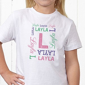 Personalized Repeating Name Hanes Youth T-Shirt - Youth Large (14-16) - Red