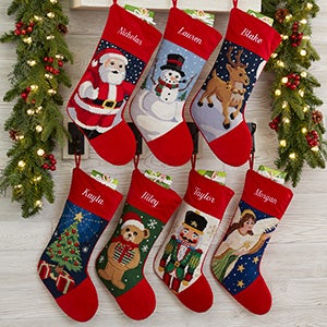 Winter Charm Traditional Needlepoint Stockings