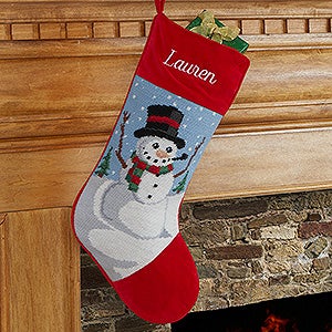 Snowman Personalized Needlepoint Stocking