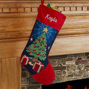 Personalized Needlepoint Christmas Stockings - Christmas Tree